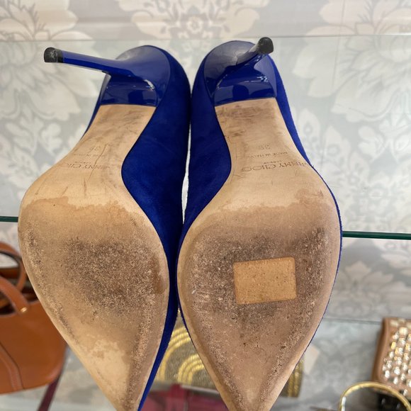 JIMMY CHOO Blue Suede Leather Pointed Toe Pumps/Heels - Picture 11 of 11